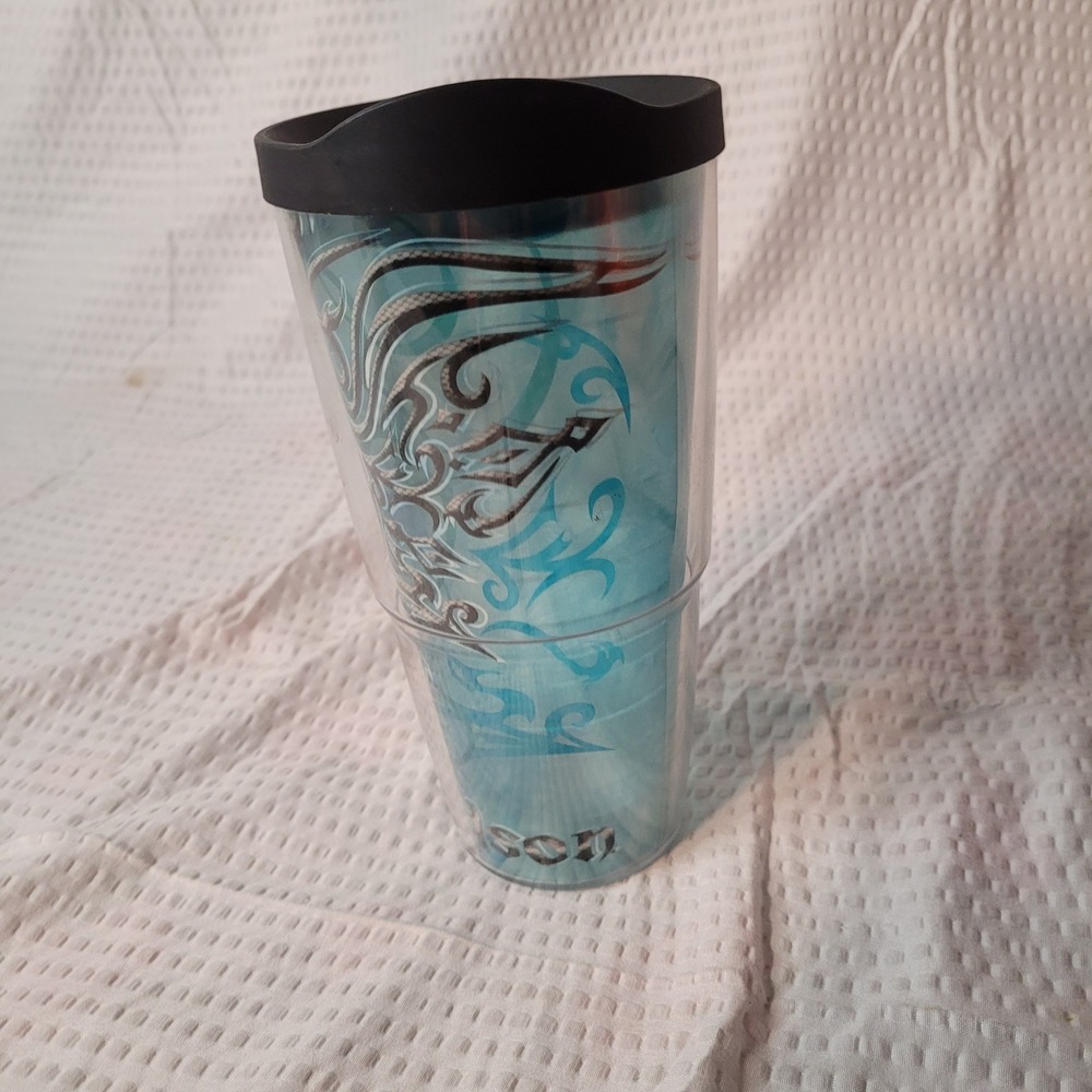 Harley-Davidson Tervis‎ Tumbler 24oz Insulated Travel Cup Blue Tribal Logo Lid